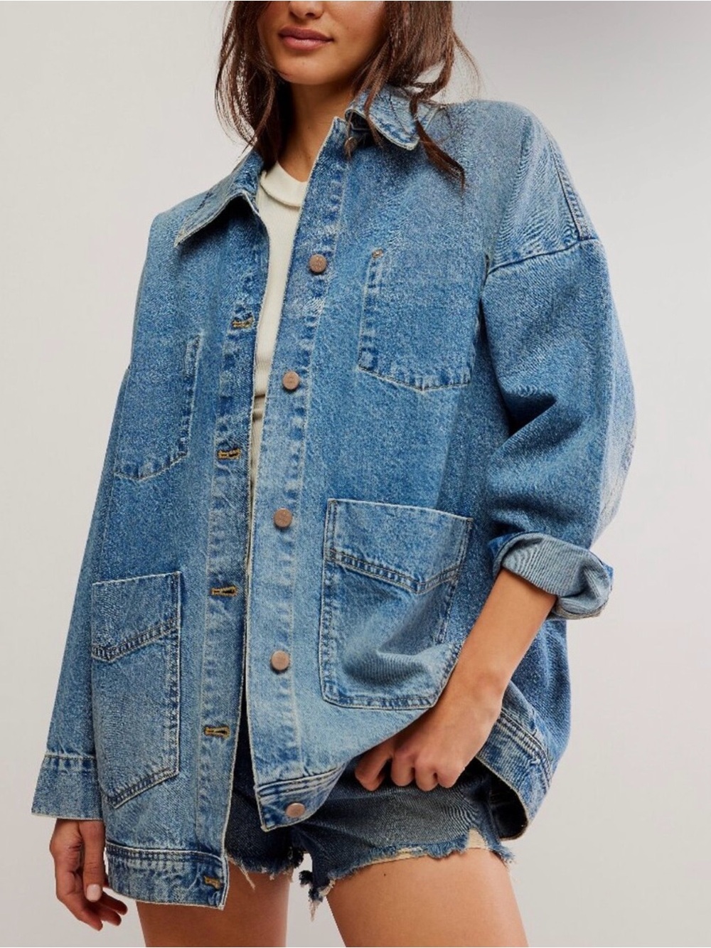Free People We the Free Avery Denim Jacket/ Got the Blues - Picture 5 of 5